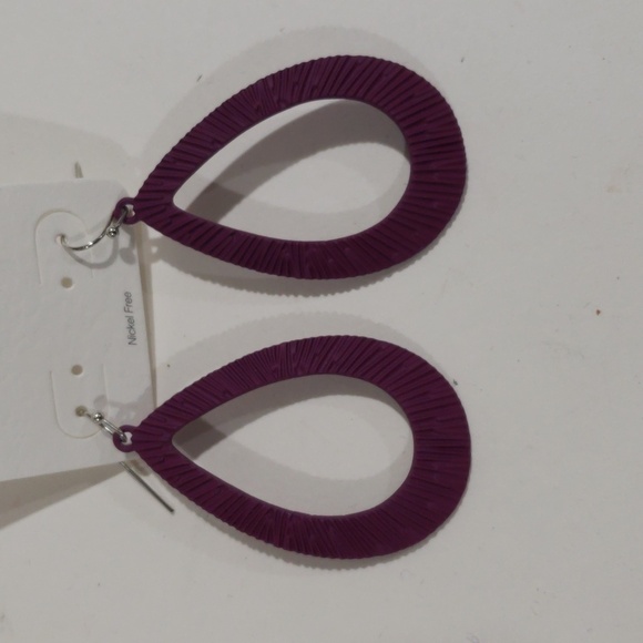 Elegant Teardrop Earrings Textured in Deep Purple - Women's Fashion Jewelry - Picture 6 of 9